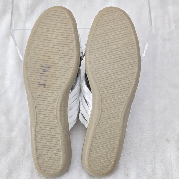 Softspots White Woven Leather Slide Flat Sandal Sz‎ 8N Beach Coastal Summer Shoe - Picture 7 of 7